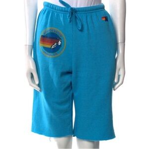 Aviator Nation men’s  Turquoise Rainbow Logo Sweatshorts size small